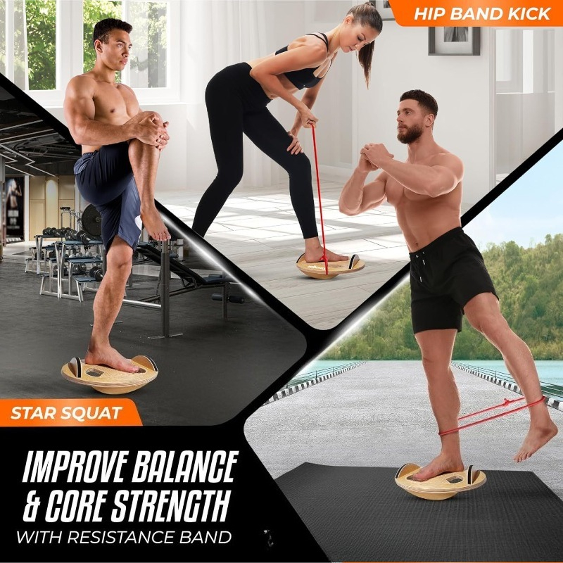 Wooden Fitness Balance Board A - Yoga Fitness Exercises 리뷰 및 가격